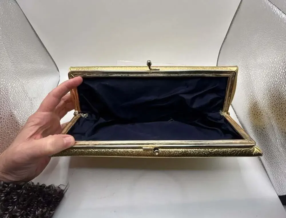 Vintage Gold Metallic Clutch Purse 1960s